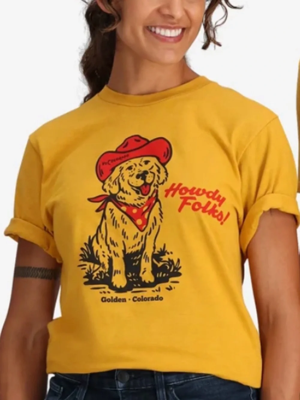 Yellow 'Howdy Folks!' Dog Graphic Tee for Pets